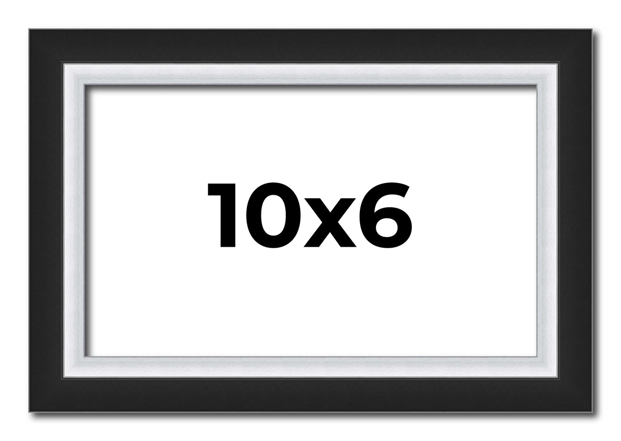 Photo Size Flat Silver Picture Frame - UV Acrylic, Foam Board Backing, Hanging Hardware